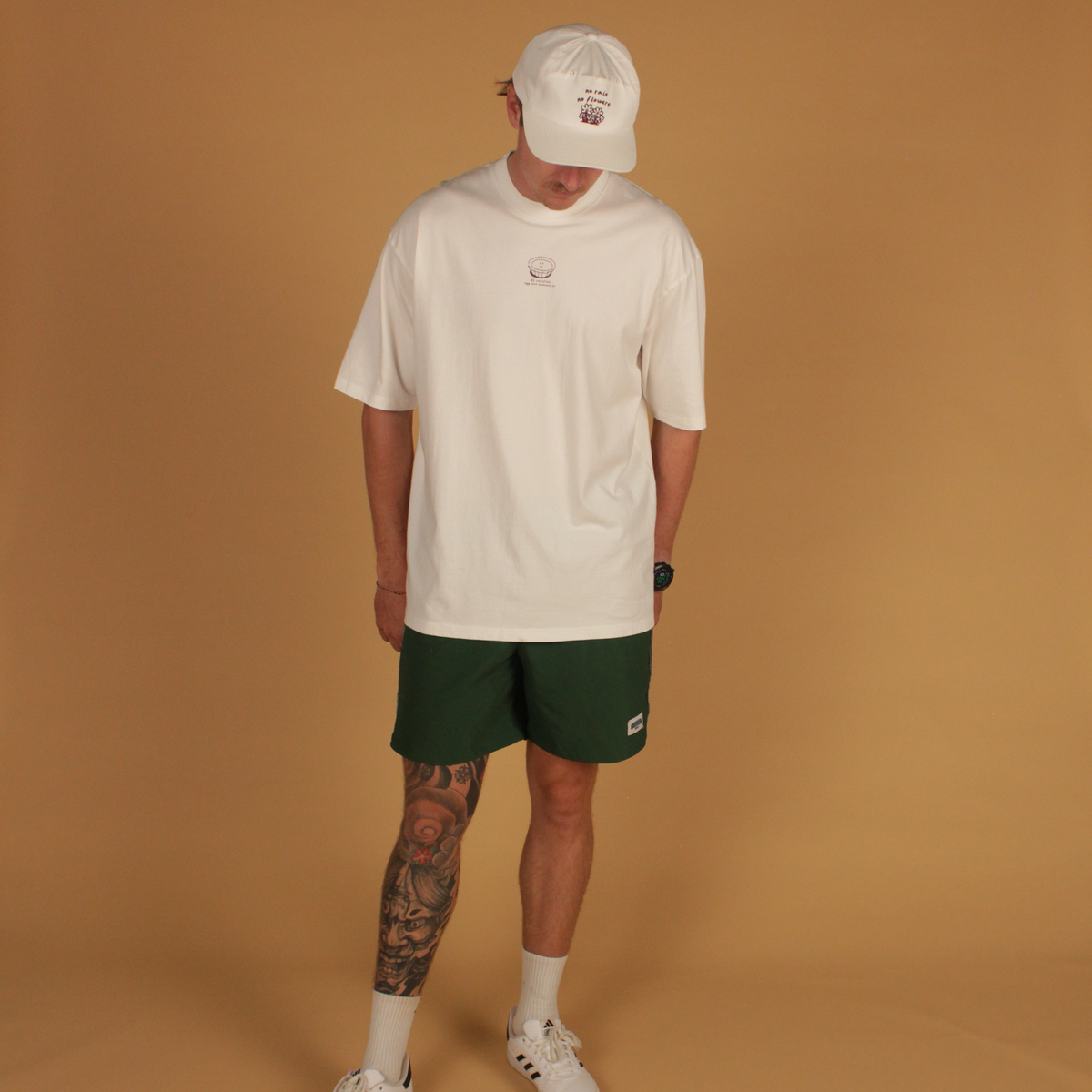green nylon shorts