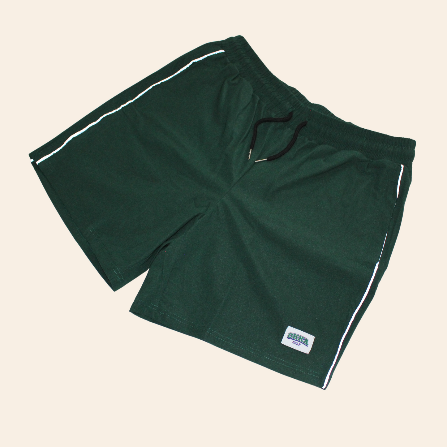 green nylon shorts