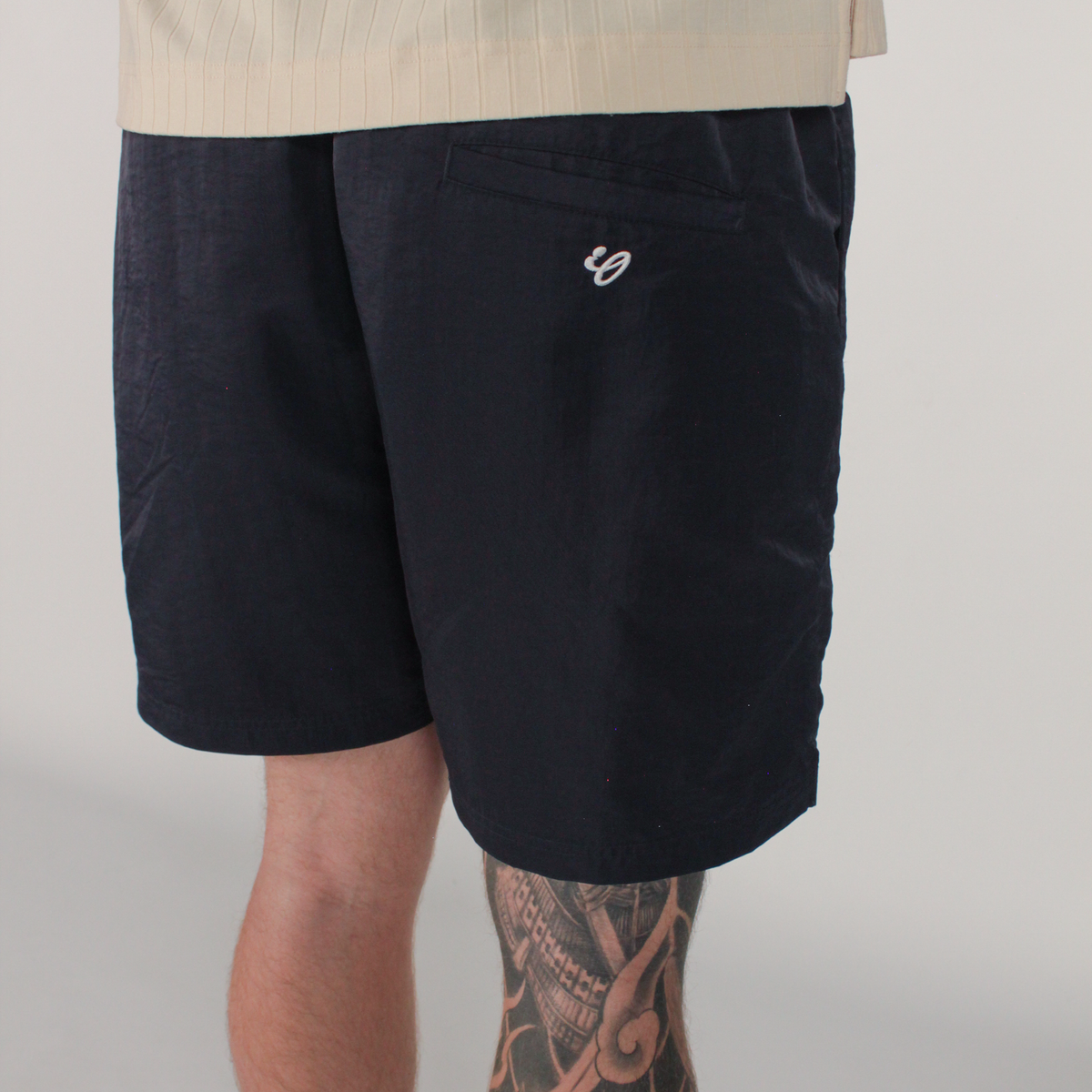 navy nylon shorts