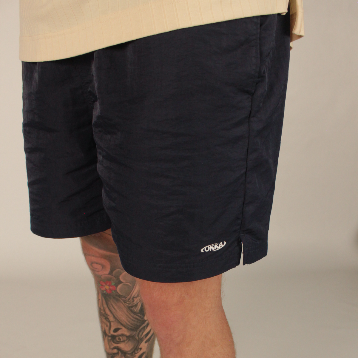 navy nylon shorts