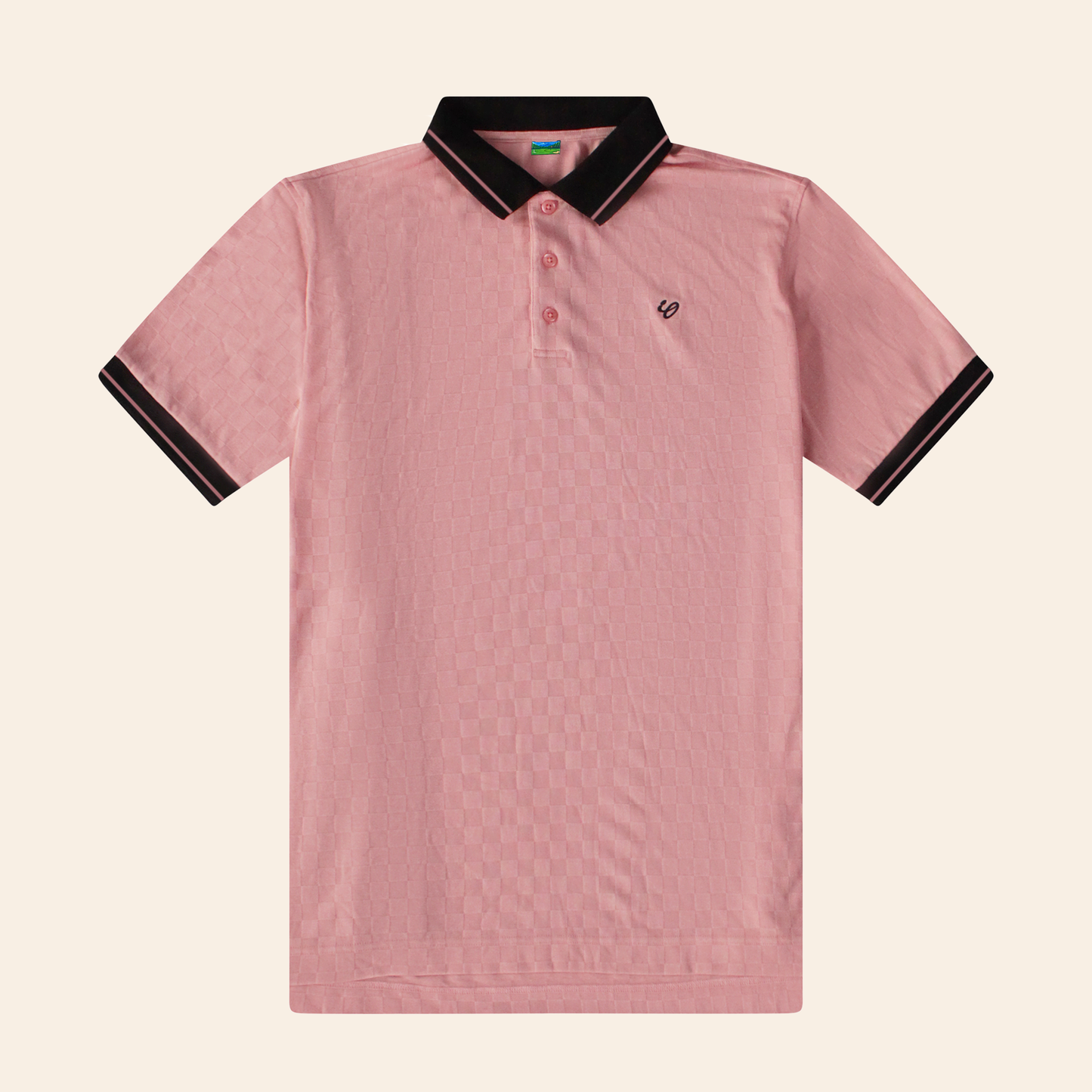checkered pink polo