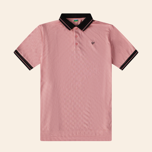 checkered pink polo